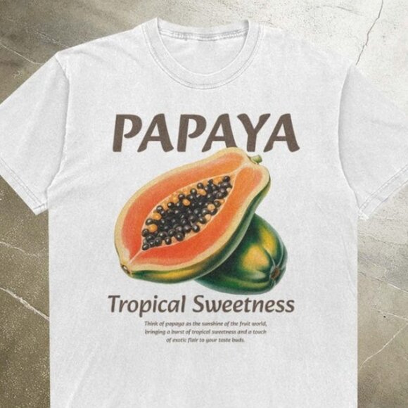 Tops - Retro Papaya T-shirt for Women Men, Tropical Fruit Shirt